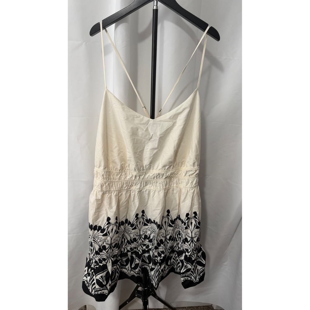 Anthropologie Black White Botanical Smocked Mini Dress 3X Plus NWT